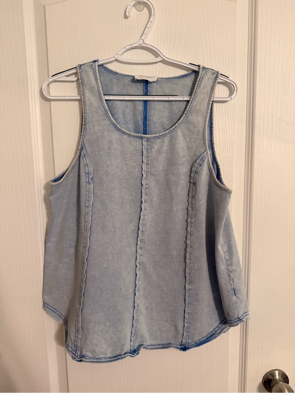 Washed Light Blue Scoop Neck Tank Top - Women's Sleeveless Tee